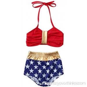 EGELEXY Baby Girls America Flag 2-Pieces Bikini Halter Bathing Suit Swimwear Kids Striped Star Beach Sets Blue B07QDGFCMC
